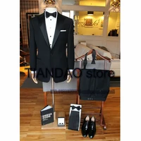 suit for men point lapel black blazer pants 2 piece wedding tuxedo groom party jacket set business slim fit outfit