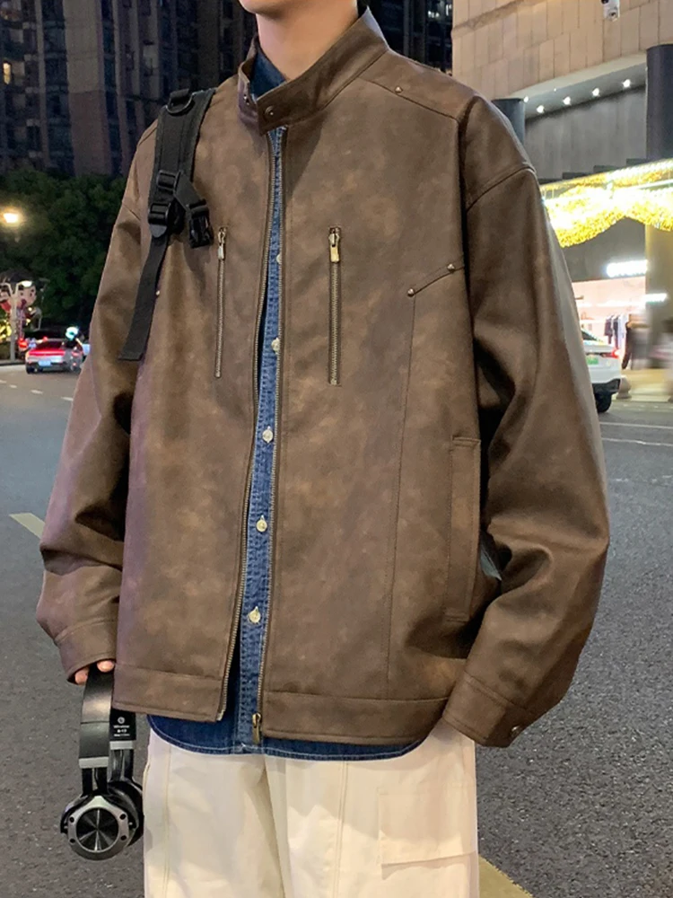 Кожаное пальто Devilnob верхняя одежда мужская осенняя куртка оверсайз в