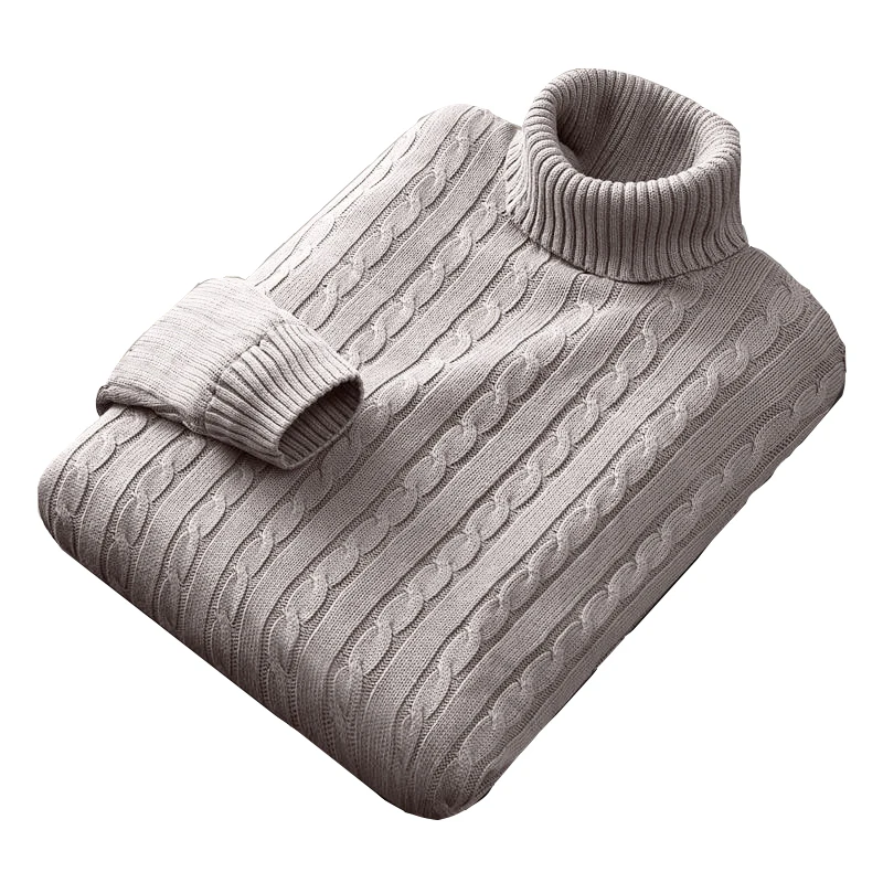 

High necked sweater, men's versatile knit base shirt, middle-aged and young men's slim fitting solid color pullover