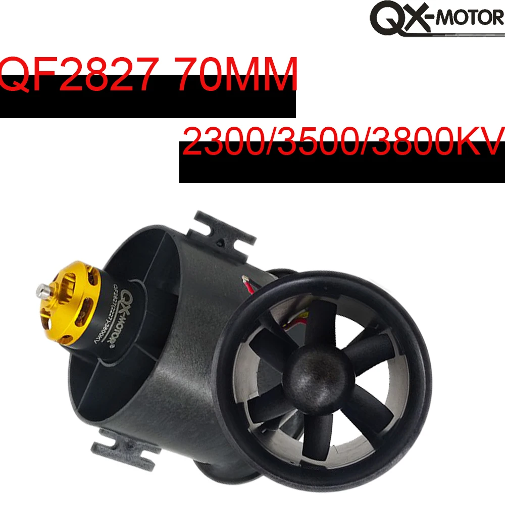 QX-MOTOR 70 мм 6 лезвий Edf QF2827 2300kv/3500kv/3800kv бесщеточный двигатель для радиоуправляемых квадрокоптеров самолетов