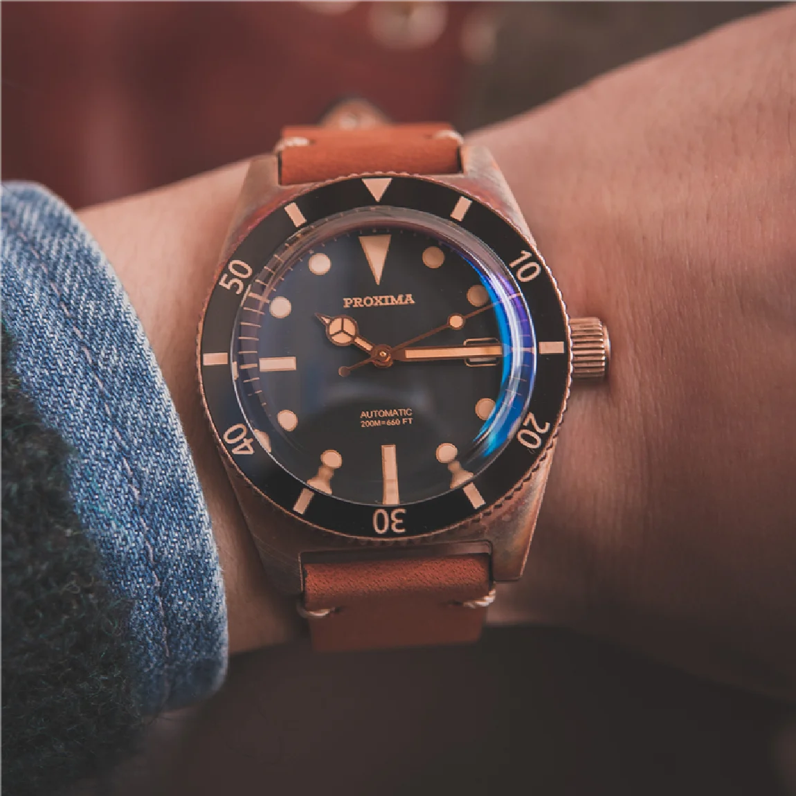 

Proxima Top Brand NH35 CUSN8 Bronze Mechanical Men's Wristwatches Diver 20ATM Waterproof Automatic Sports Watches Luminous C3