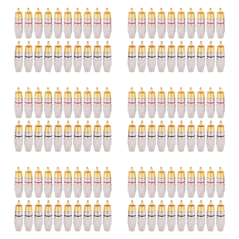 

120 Pcs RCA Plug Audio Video Locking Cable Connector Gold Plated