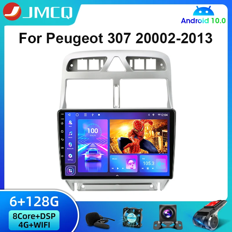 jmcq android 10 0 4g 2 din for peugeot 307 sw 2002 2013 car stereo radio multimedia player gps navigation speaker 2din carplay free global shipping