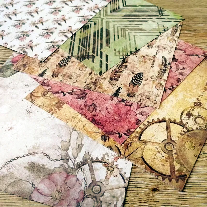 

Vintage Steampunk Papers Retro Time Pattern Paper pad for Scrapbooking Card Making Album Junk Journal Craft Supply