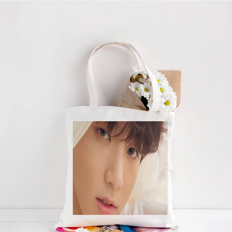 

Новинка 2023, Корейская женская сумка-тоут с принтом большой головы, сумка для покупок с принтом, многофункциональная Холщовая Сумка, Экологи...