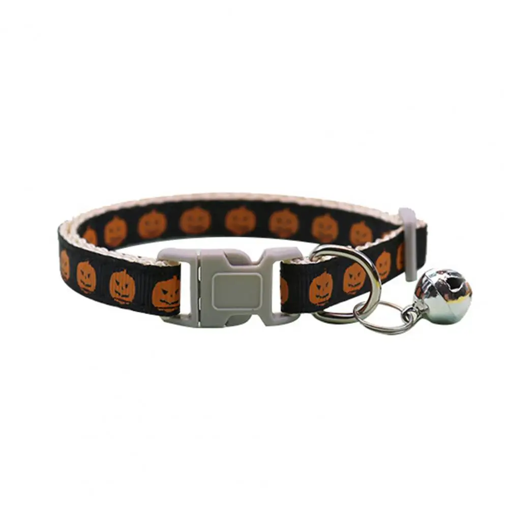 

Excellent Halloween Themed Bats Pumpkins Print Cat Collar Long Lasting Dog Collar Mini Bells Design Daily Wear