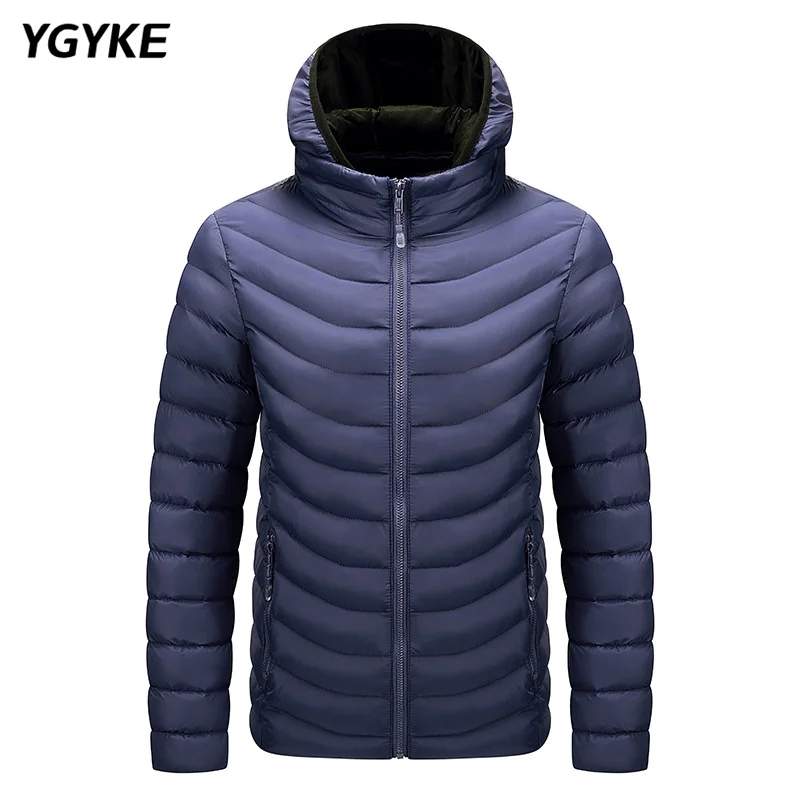 Winter Fashion Jacket Men's Casual Trend Top Solid Color Simple Zipper Hooded Cotton Jacket Coat Warm Thickening