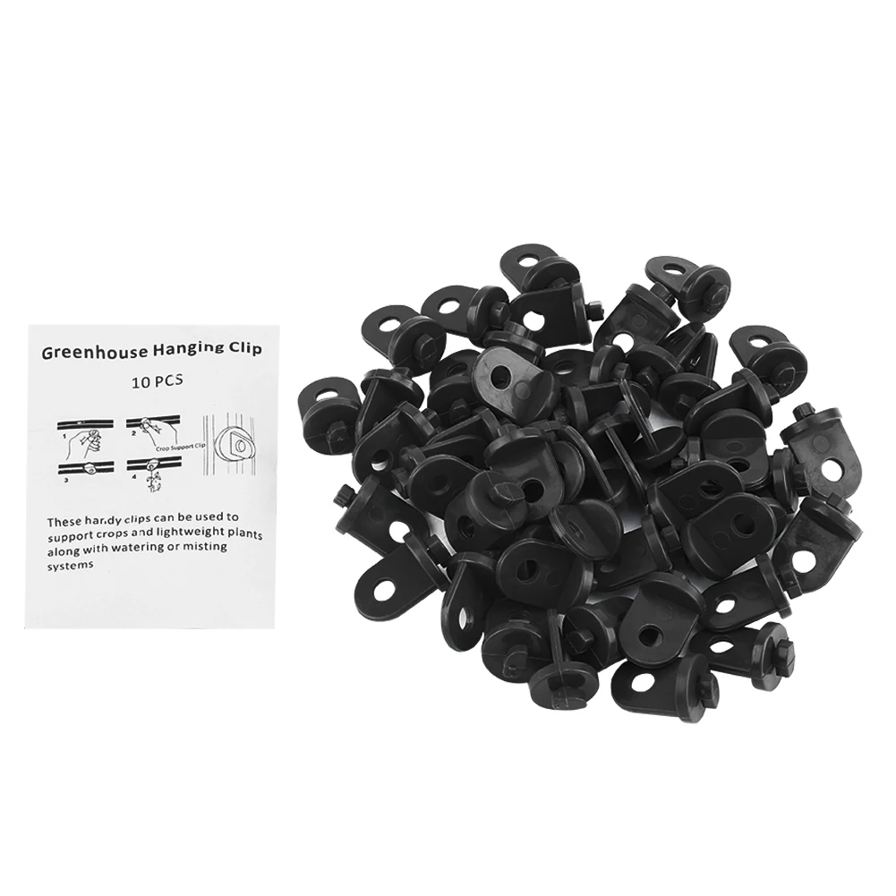 

50 PCS Plastic Greenhouse Hook Plant Flower Hanger (Black)