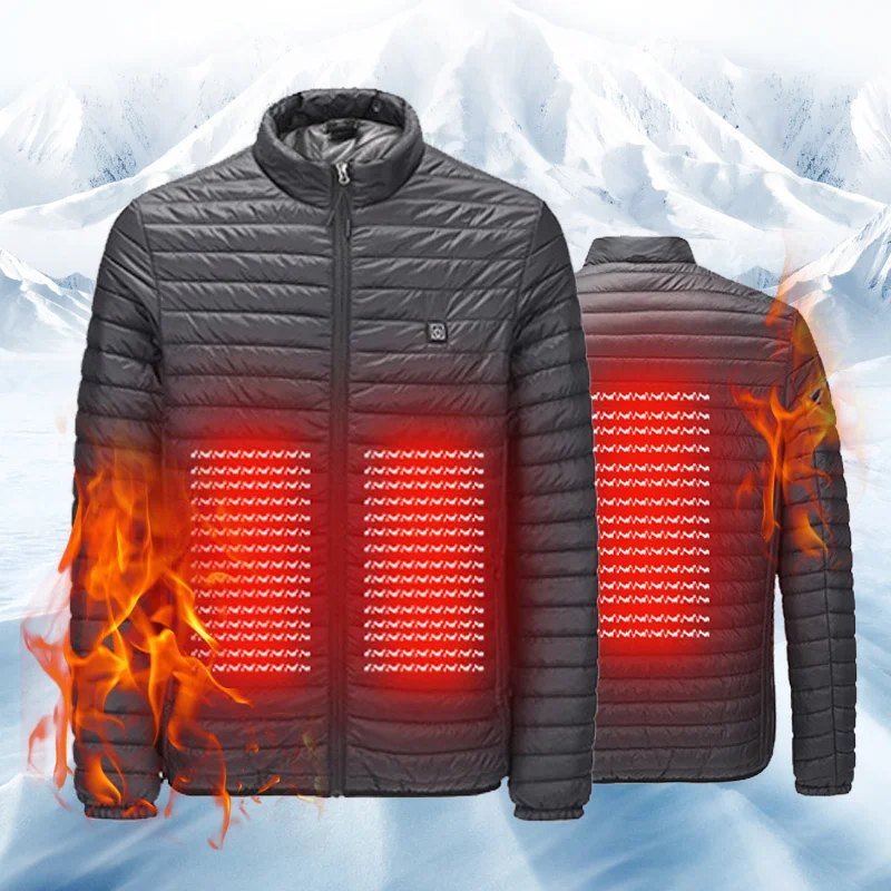 

Hot Electric Heated Vest Jackets USB Heating Hooded Camping Hiking Hunting Thermal Warmer Jacket Winter Down Coats Male Outdoor