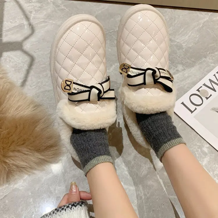 

Новинка Весна 2023, модные зимние ботинки, утолщенная короткая зимняя обувь без шнуровки, однотонная женская обувь из искусственного коротко...