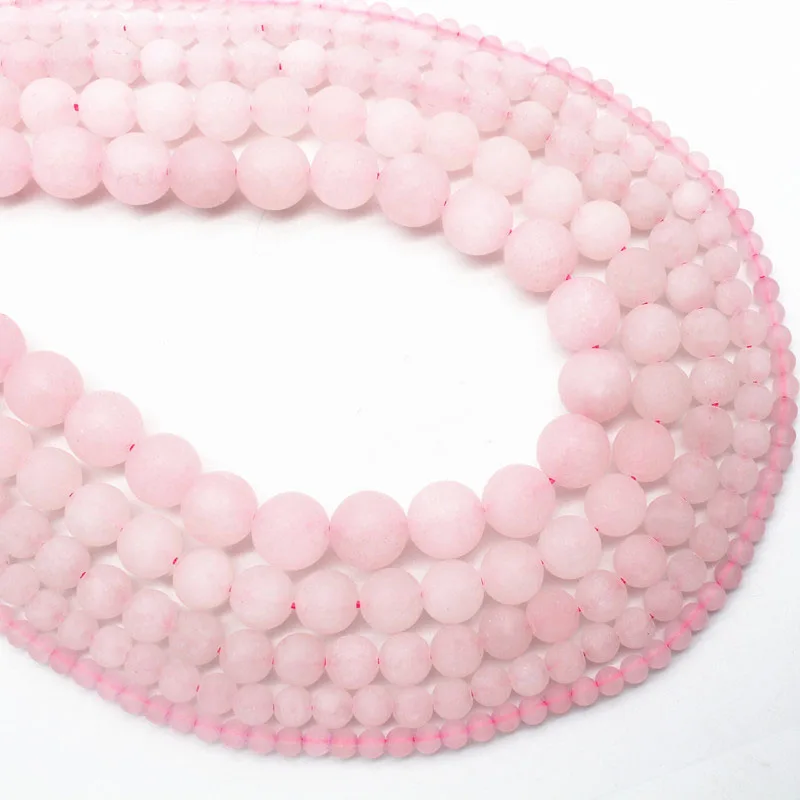 Круглые бусины из натурального розового кварца для изготовления ювелирных
