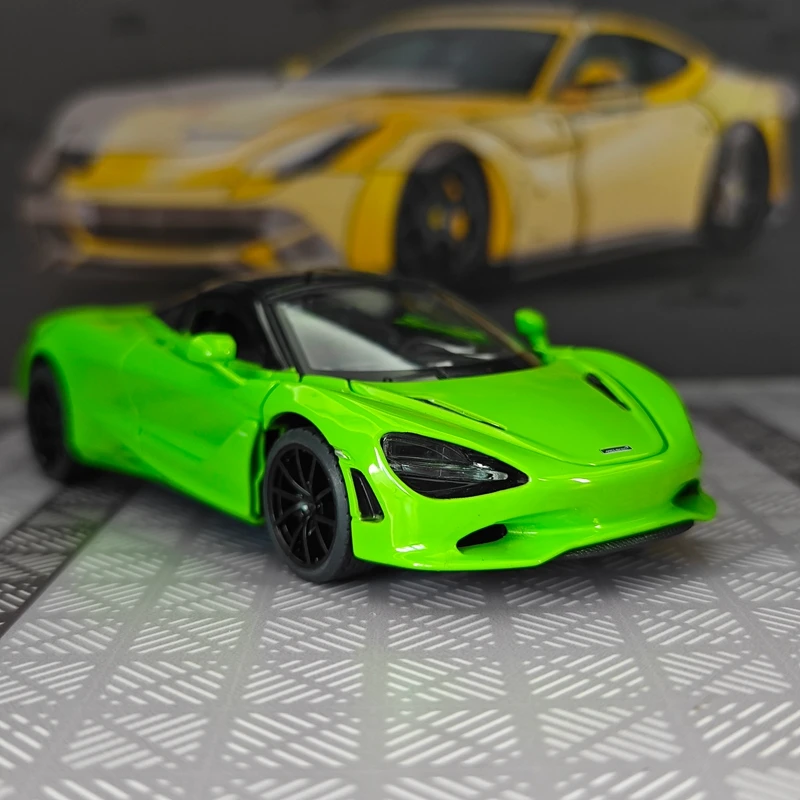 Фото Модель автомобиля McLaren 750s из сплава, масштаб 1:32, с открывающимися дверями и капотом, богато детализированная, с открывающимися элементами, украшение для автомобиля, подарок. №2