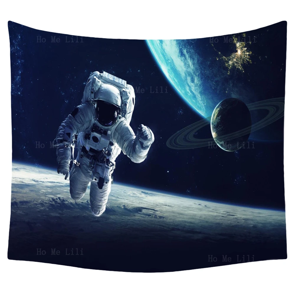 

Space Art Galaxy Planet Earth Astronaut Dawn Fiery Cosmodrome Lunar Meteorite Tapestry By Ho Me Lili For Livingroom Wall Decor