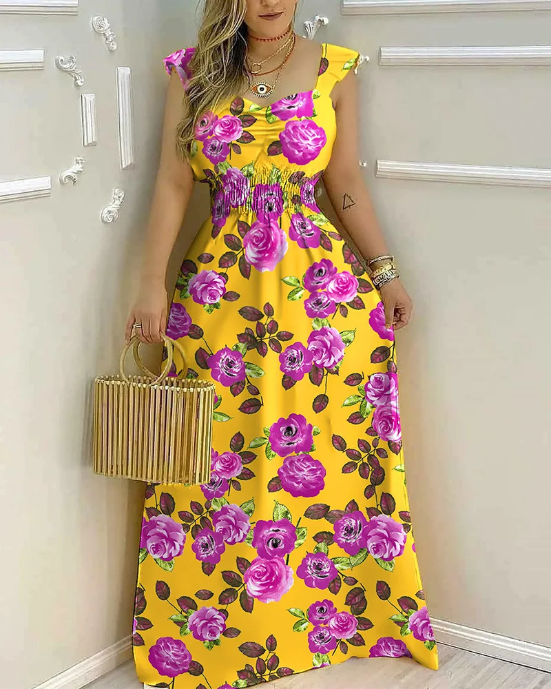 

Summer 2022 Women's Clothing Printed Large Swing Long Dress Women's Slim Dress