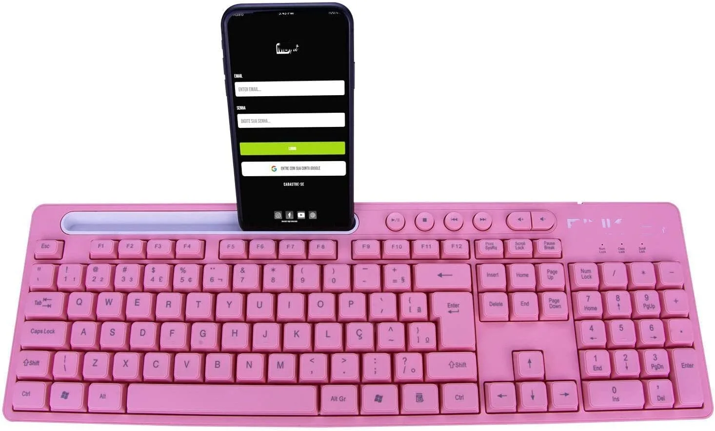 

2023 teclado mecânico gamer Usb KX Multimidia Com Suporte Para Celular Rosa