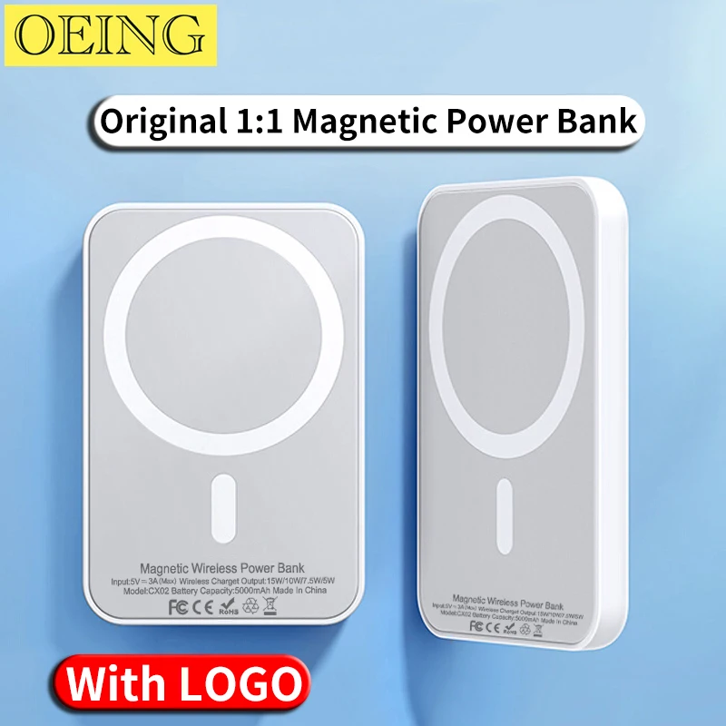 5000mAh Original 1:1 Macsafe Powerbank  Magnetic Wireless Power Bank For iPhone12 13 14 Pro Max External Auxiliary Battery Pack