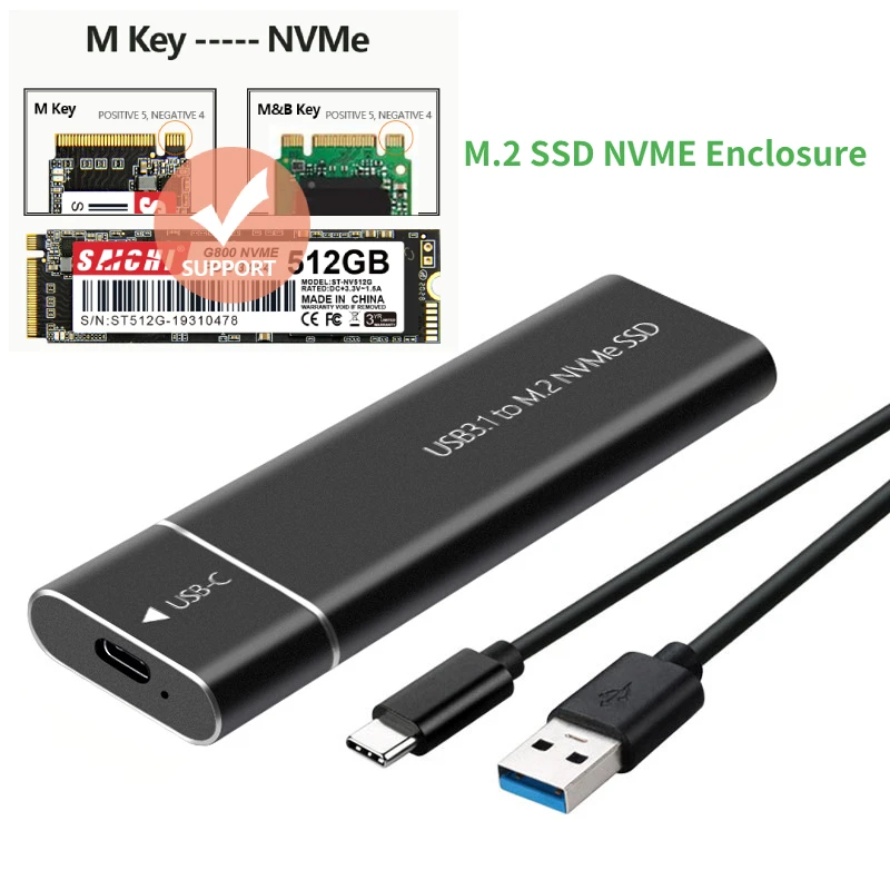 Корпус для SSD-накопителя USB3.1 M.2 поддерживает протокол NVME в Type-C