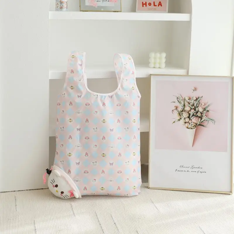 

Sanrio Hello Kitty Shopping Bag Waterproof Folding Environmental Protection Bag Kuromi Waterproof Large Capacity Storage Bag