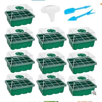 

13pcs Plant Germination Tray Set 12 Cells Seedling Starter Trays Kit with Humidity Lid and Base for Greenhouse Seed Germination