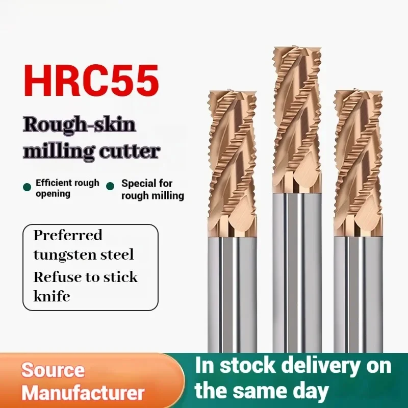 Фото Фреза для черновой обработки из вольфрамовой стали HRC55, 4-зубая, с покрытием из твердого сплава, для ЧПУ, плоскодонная №2