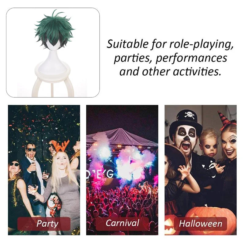 Парик для косплея из аниме Моя боку парики темно-зеленых синтетических волос