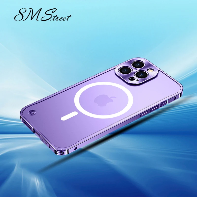 

Metal Magnetic Phone Case For IPHON 11 12 13 14 Pro Max 14 Plus Magsafe For Iphone 12 13 Mini Aluminium Covers Wireless Charging