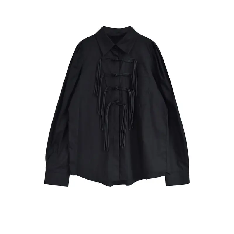 Рубашка Korobov с длинным рукавом и пряжкой Женская Осенняя новая Корейская