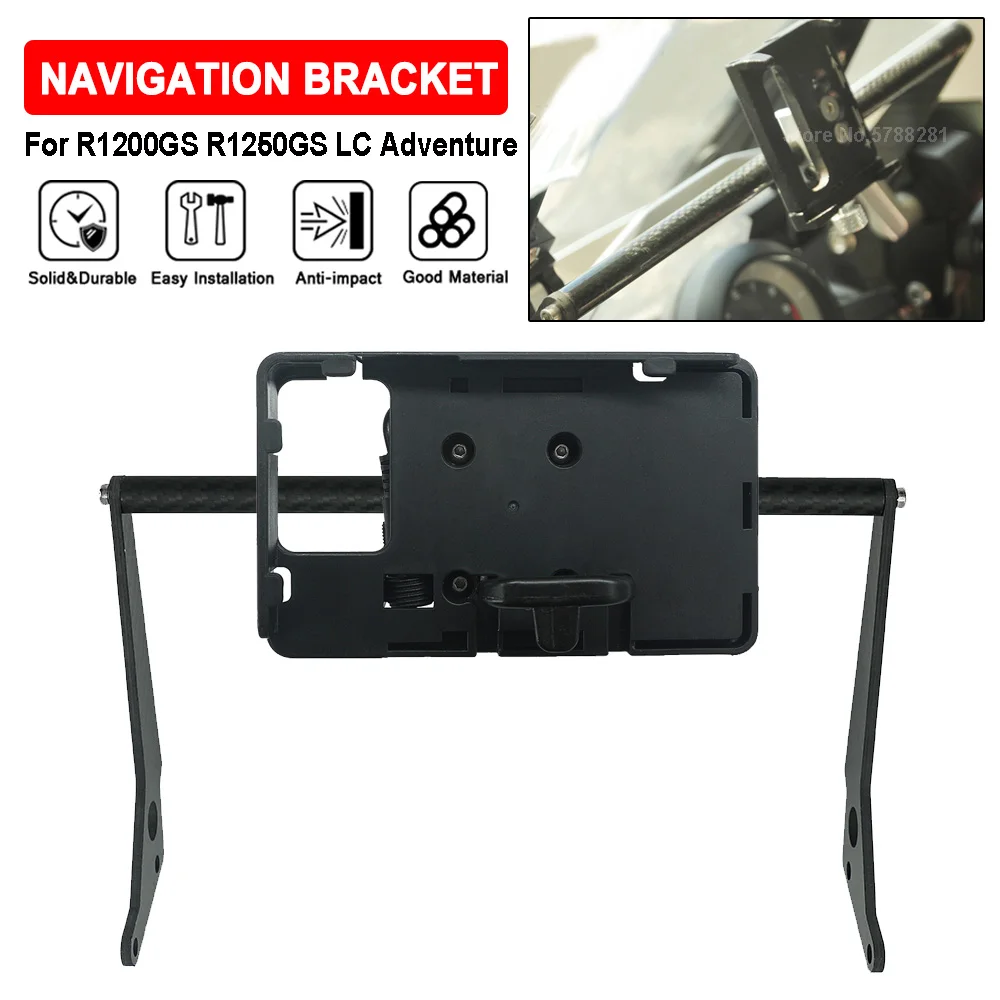 

USB Charging 12MM Mount Carbon Fiber GPS Navigation Mobile Phone Bracket For BMW GS R1200 R1250 LC ADV R1200GS R1250GS Adventure