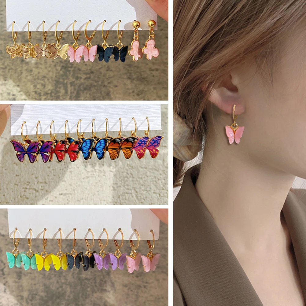 

Korean New Fashion Earrings Acrylic Butterfly Shaped Jewelry Small Fresh Sweet Drop Earring For Woman Cute Best Gifts