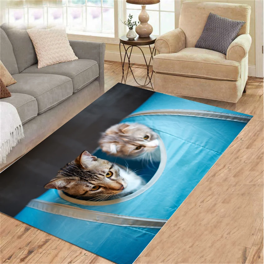 

wonderful Flannel Mat black Cat Puppy Printed Pattern Floor Mat Bedroom Carpet Non-slip Kitchen Bathroom Door rug for livingroom