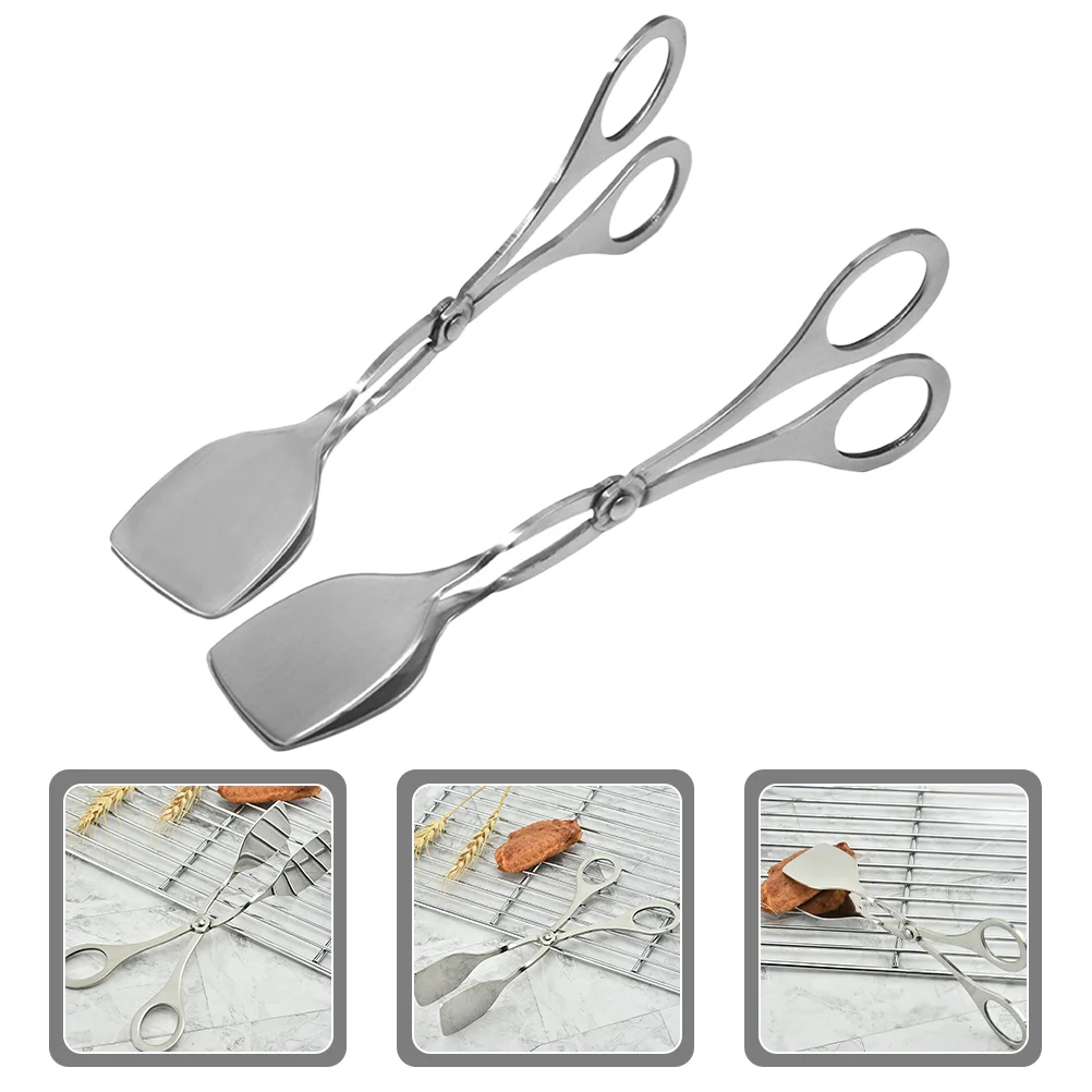 

2Pcs Food Serving Tong Bread Tong Stainless Steel Tong Cake Tong Kitchen Anti-scald Tong