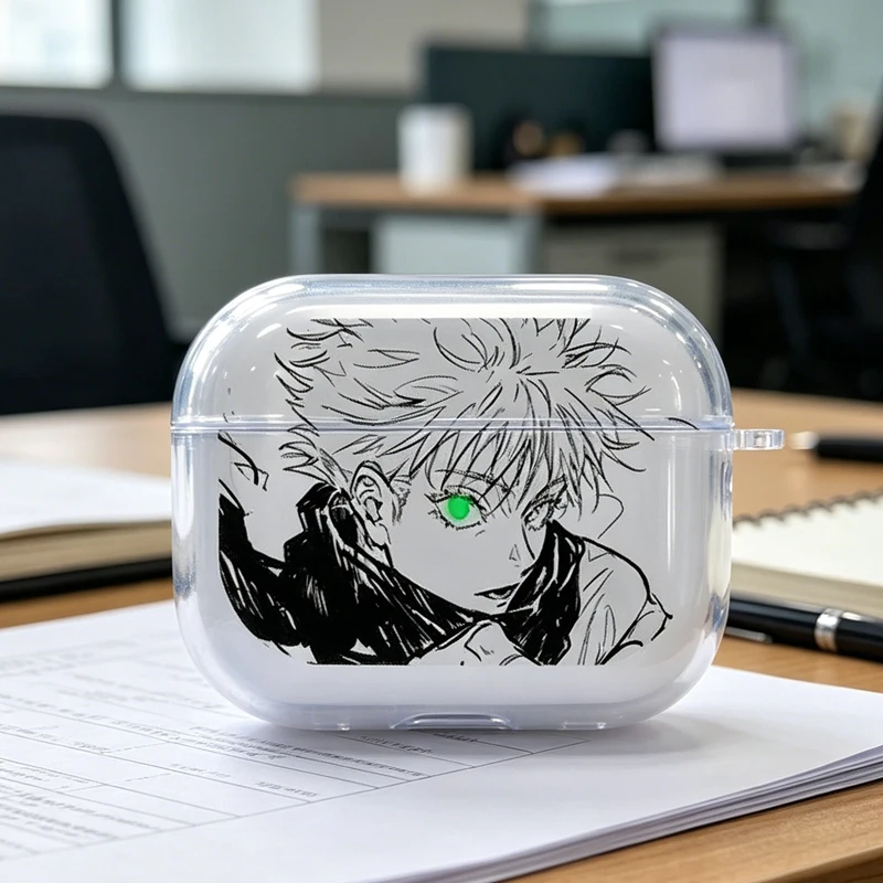 Фото Чехол для наушников Japan Anime Jujutsu Kaisen GojoSatoru для AirPods 4, 3, 1, 2 Gen, защитный чехол для AirPods Pro3 Pro №2