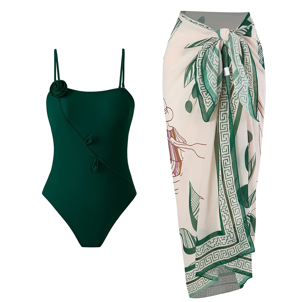 Лидер продаж 2025 года новый цельный купальник с 3D трехмерным цветком женский