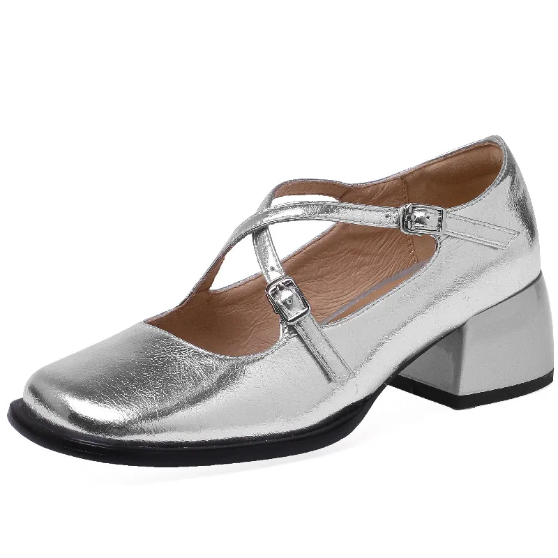 

Dilalula Spring Summer Women Pumps Elegant Office Ladies Party Wedding Mary Janes Genuine Leather Thick Heels Shoes Woman