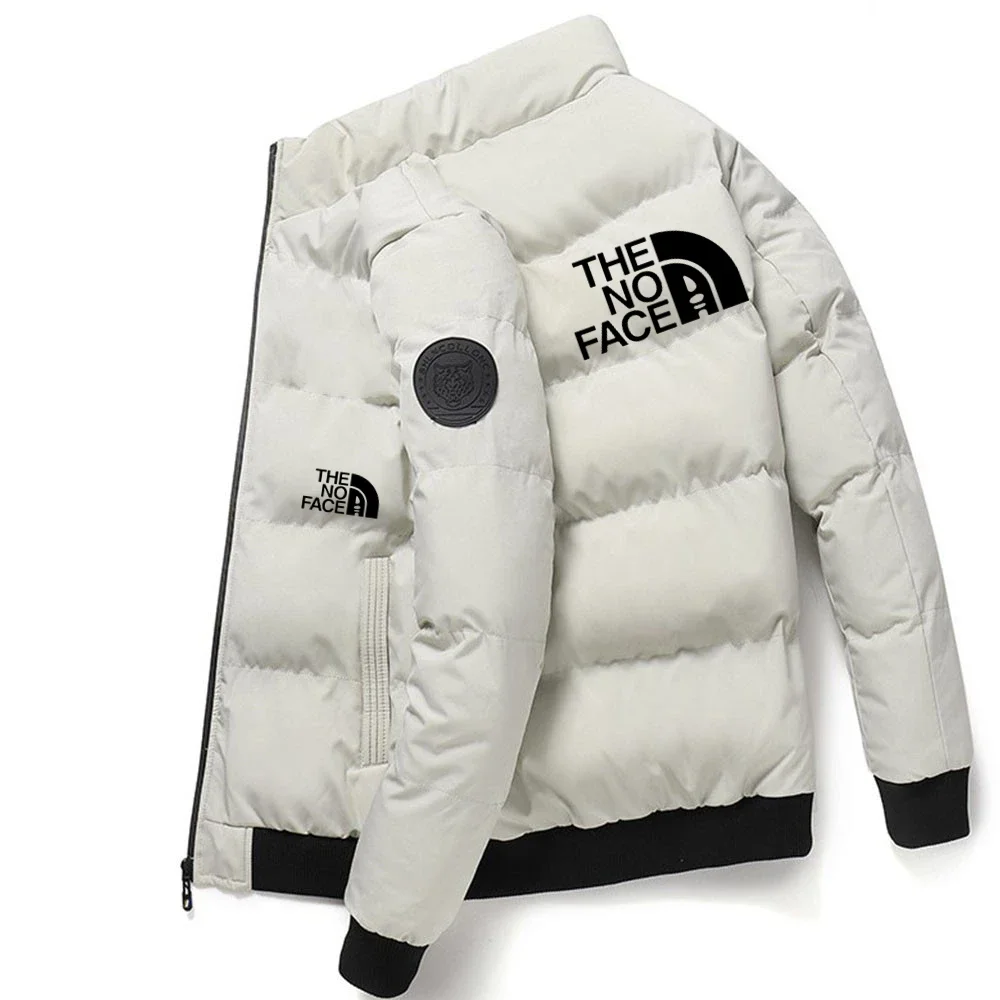 

Jaqueta masculina impressa com letra de NY, casaco quente, cheio de algodo, pescoo em p, zper, moda, inverno, 2023