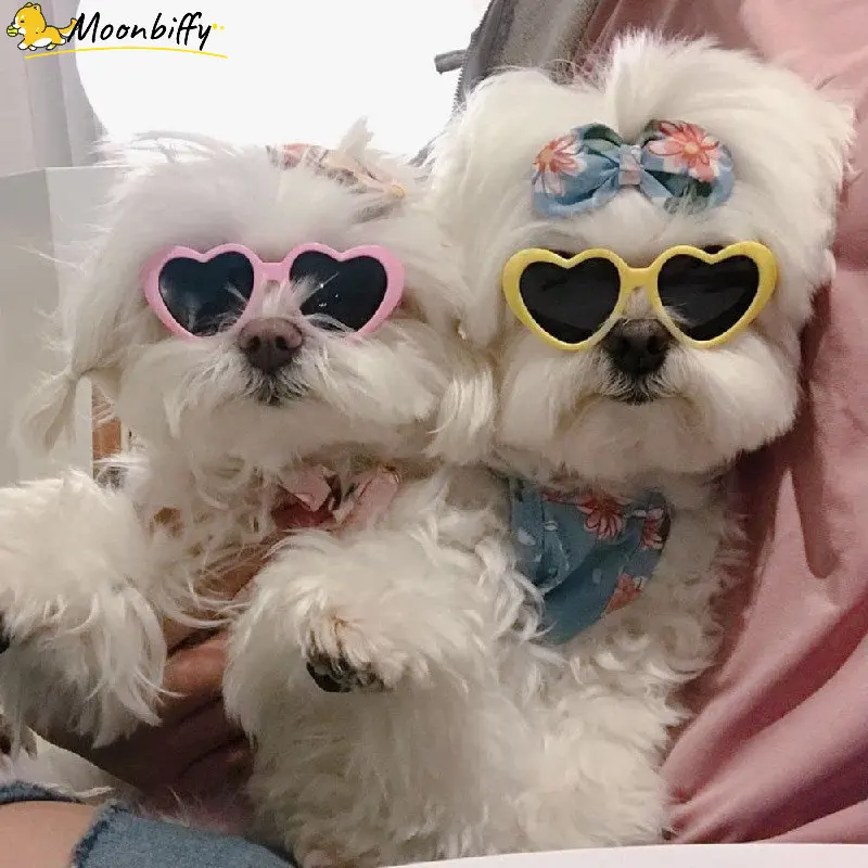 

Pet Dog Cats Glasses Heart Sunglasses Bows Pet Lovely Sunglasses for Pet Dogs Cat Yorkie Teddy Pet Hair Decor Photo Props