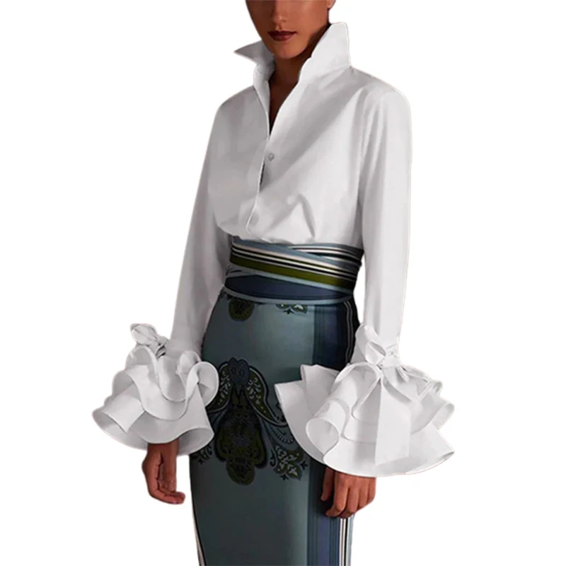 Modigirl 2024 новые модные элегантные блузки с бантом Falbala однотонные рубашки