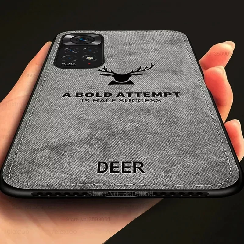 

Redmy Note 11 Case 3D Deer Pattern Cloth Fabric Back Cover For Redmi Note11 Pro 5G Not 11S 11 S 4G Soft Frame Shockproof Coque