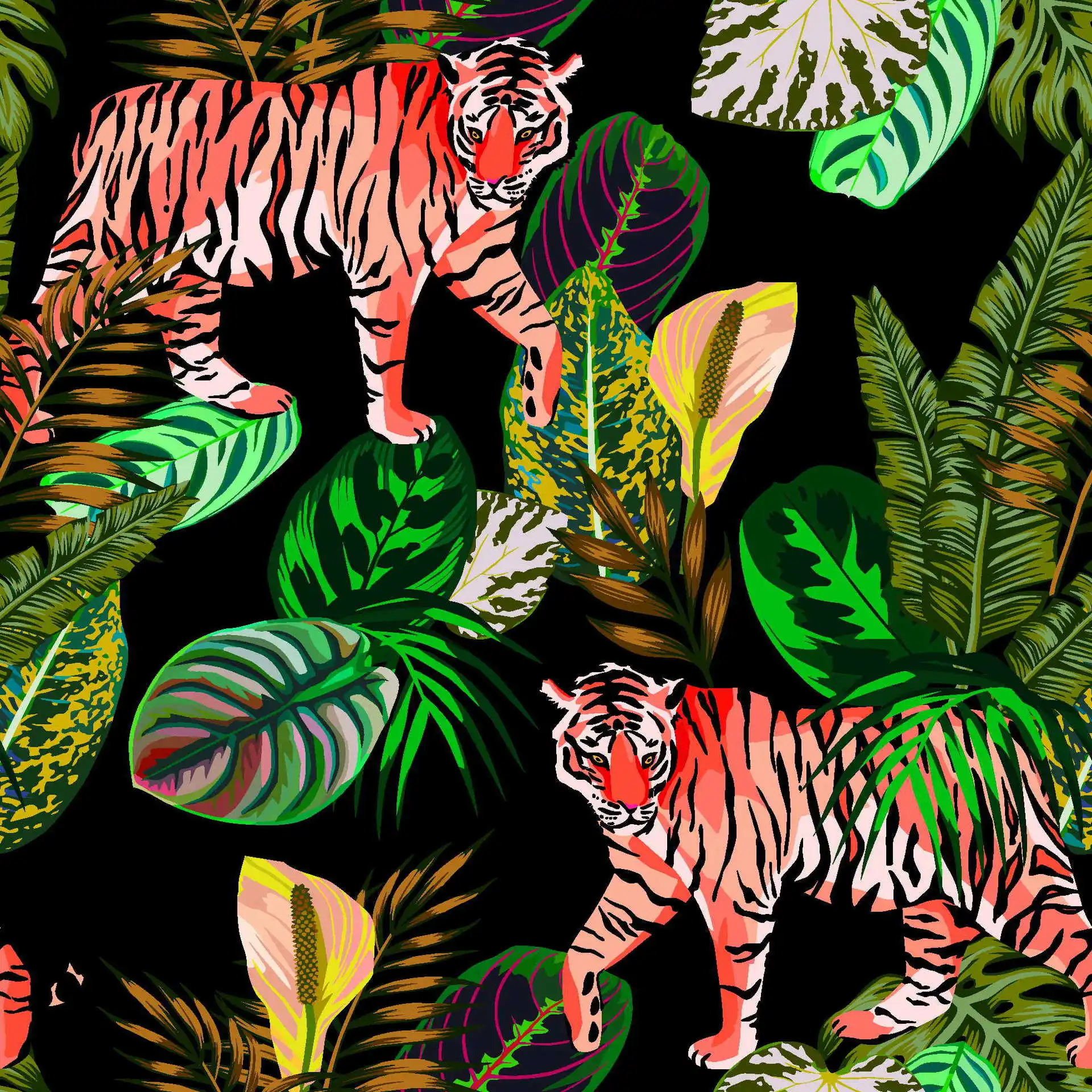 

9 цветов цифровая ткань Тигр банан кокосовый лист печатная ткань для платья высокое качество полиэстер модная швейная дизайнерская ткань