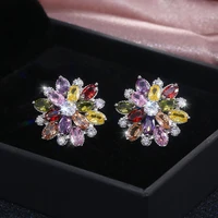 korean jewelry colorful flowers fashion earrings for women wedding bride bridesmaid sister bestie jewelry gift accessories