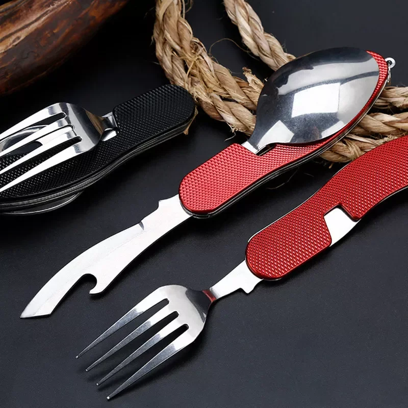 

Arrivals Folding Portable Stainless Steel Cutlery Knife Fork Spoon Outdoor Sports Camping Picnic Traveling Tableware