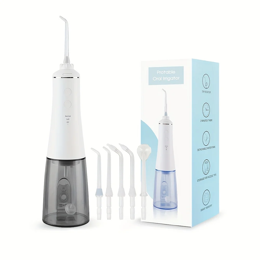 

[ZS] Wireless Portable Water Flosser 5 Nozzles 350ML Travel USB Rechargeable Oral Irrigator Dental Teeth Whitening Cleaning