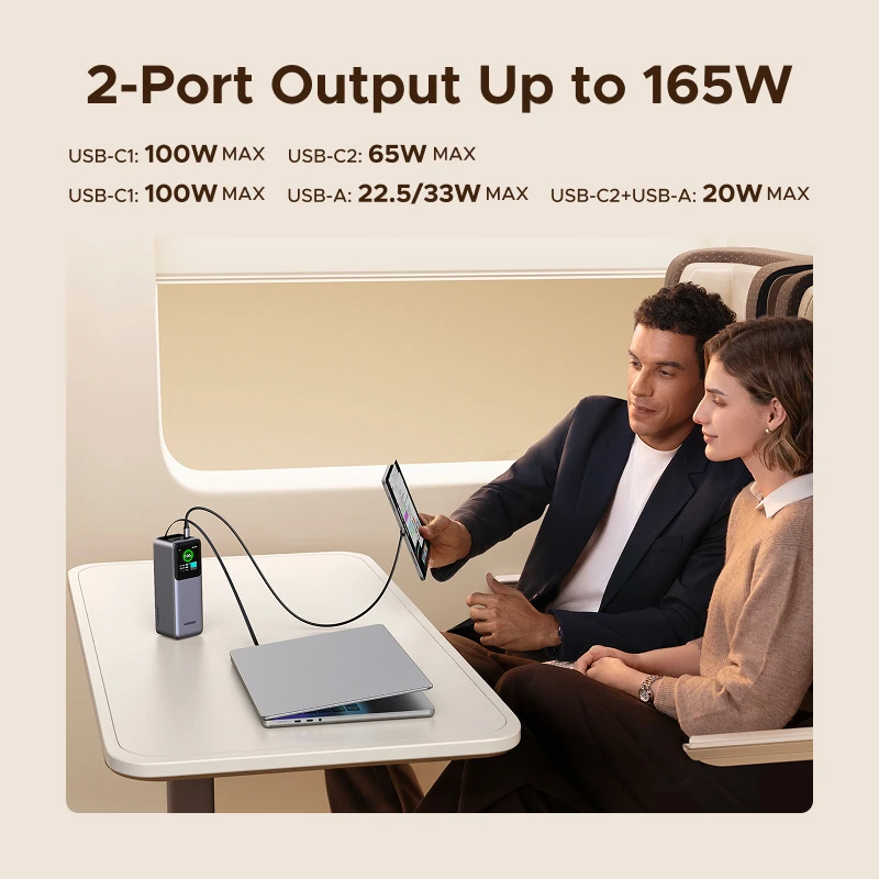 Фото UGREEN Nexode 165 Вт 20000 мАч Power Bank PD3.0 100 Вт Портативное зарядное устройство с быстрой зарядкой для MacBook Pro Внешняя батарея USB-C №4