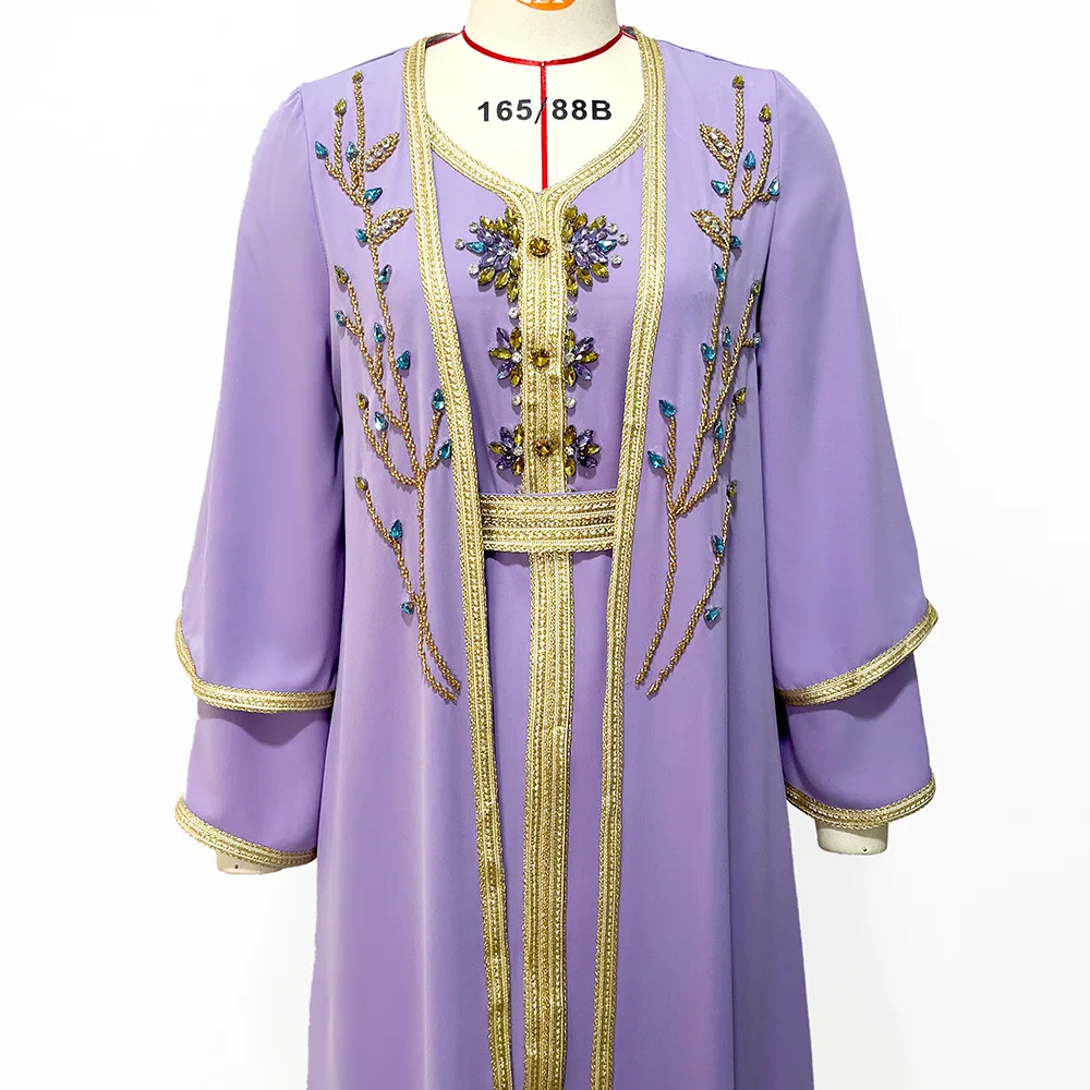 New Arabian Rhinestone Dress Elegant Two-piece Dress Middle East Fashion Muslim Sets Turkish Dresses Islamic Clothing for Women