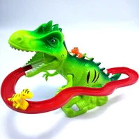 funny baby dinosaur climbing stairs railcar music toys for children diy assembly slide interactive game educational toys gift
