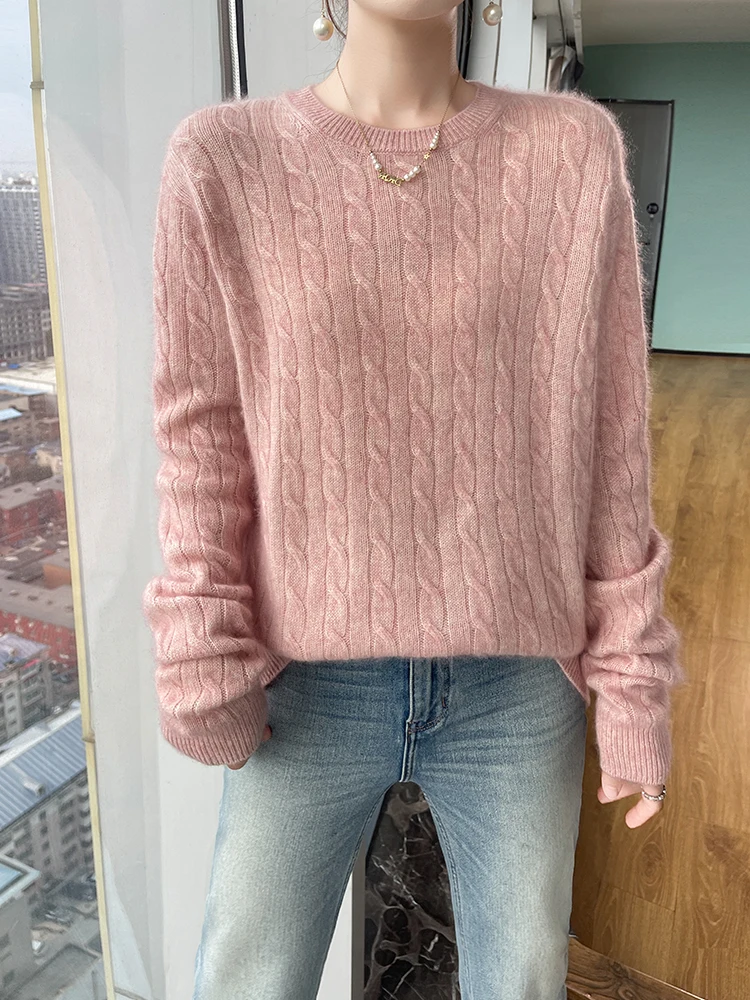 Осень-зима 2024 кашемировый свитер женский универсальный пуловер с круглым