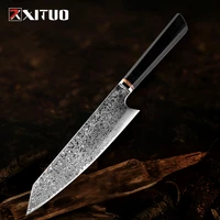 xituo damascus steel chef knife sharp cleaver slicing kiritsuke gyuto knife ebony octagonal handle sharp japanese kitchen knife