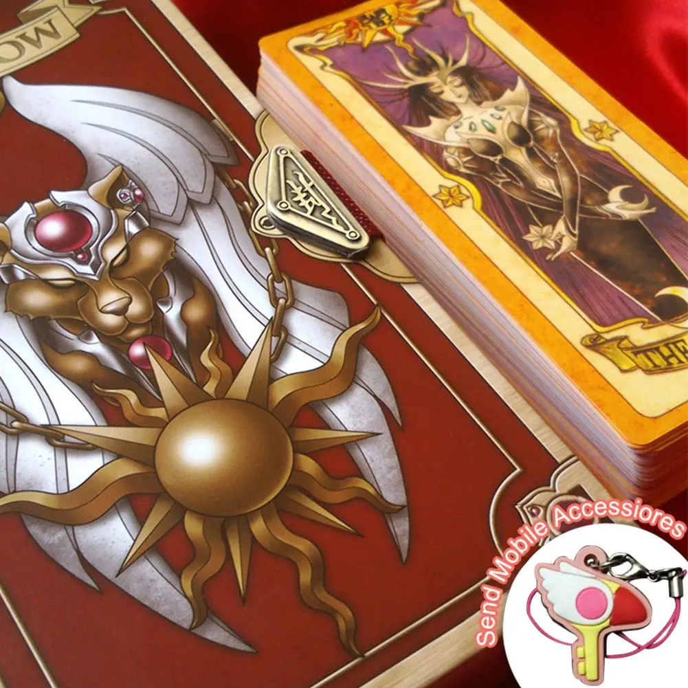 

Cardcaptor Sakura Card Cosplay Card Captor KINOMOTO Tarot Book With Clow Cards Magic Book Set in Box Prop Gift Phone Chain