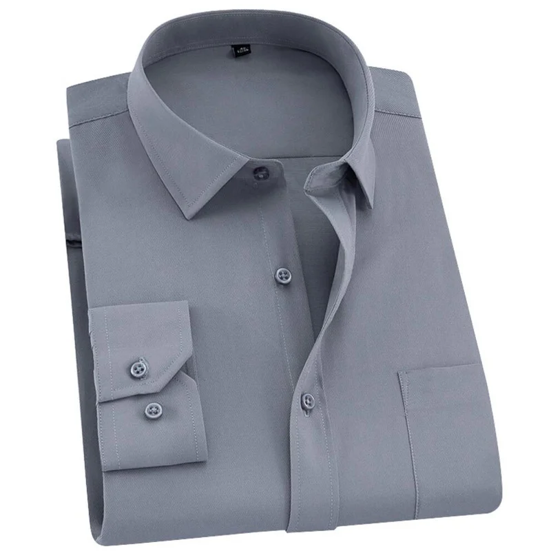 

160KG 12XL Summer Spring Men Dress Shirt Long Sleeve Large size 150KG Oversize Formal Office Business Wedding Shirts Gray 10xl