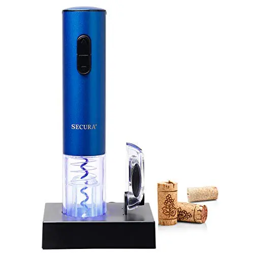 

Wine Opener, Automatic Wine Bottle Corkscrew Opener with Foil Cutter, Rechargeable (Blue)